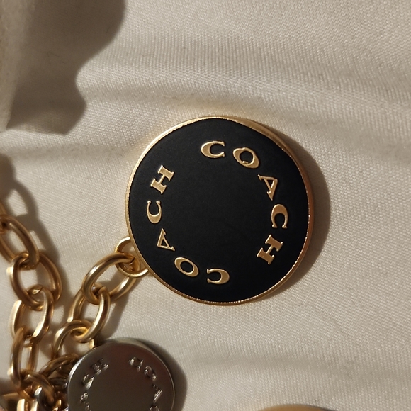 NWT new gorgeous Coach circle cluster keychain multi colors/gold key ring clip - Picture 5 of 7